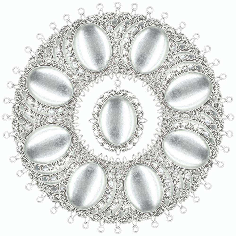 Bezels Set Pendant - ZHUBI 2 adet Çift taraflı Oval
